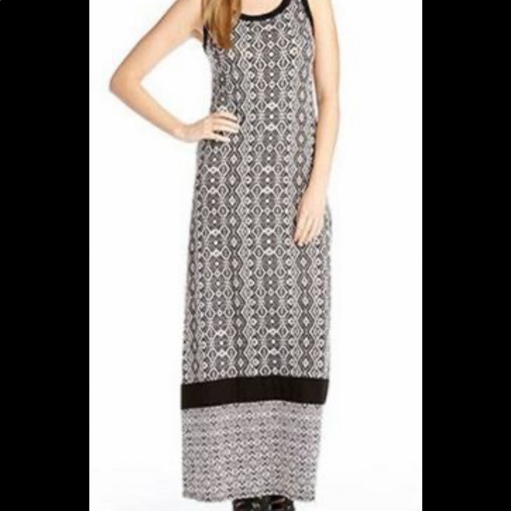 Karen Kane Contrast Maxi Black White Ikat Dress